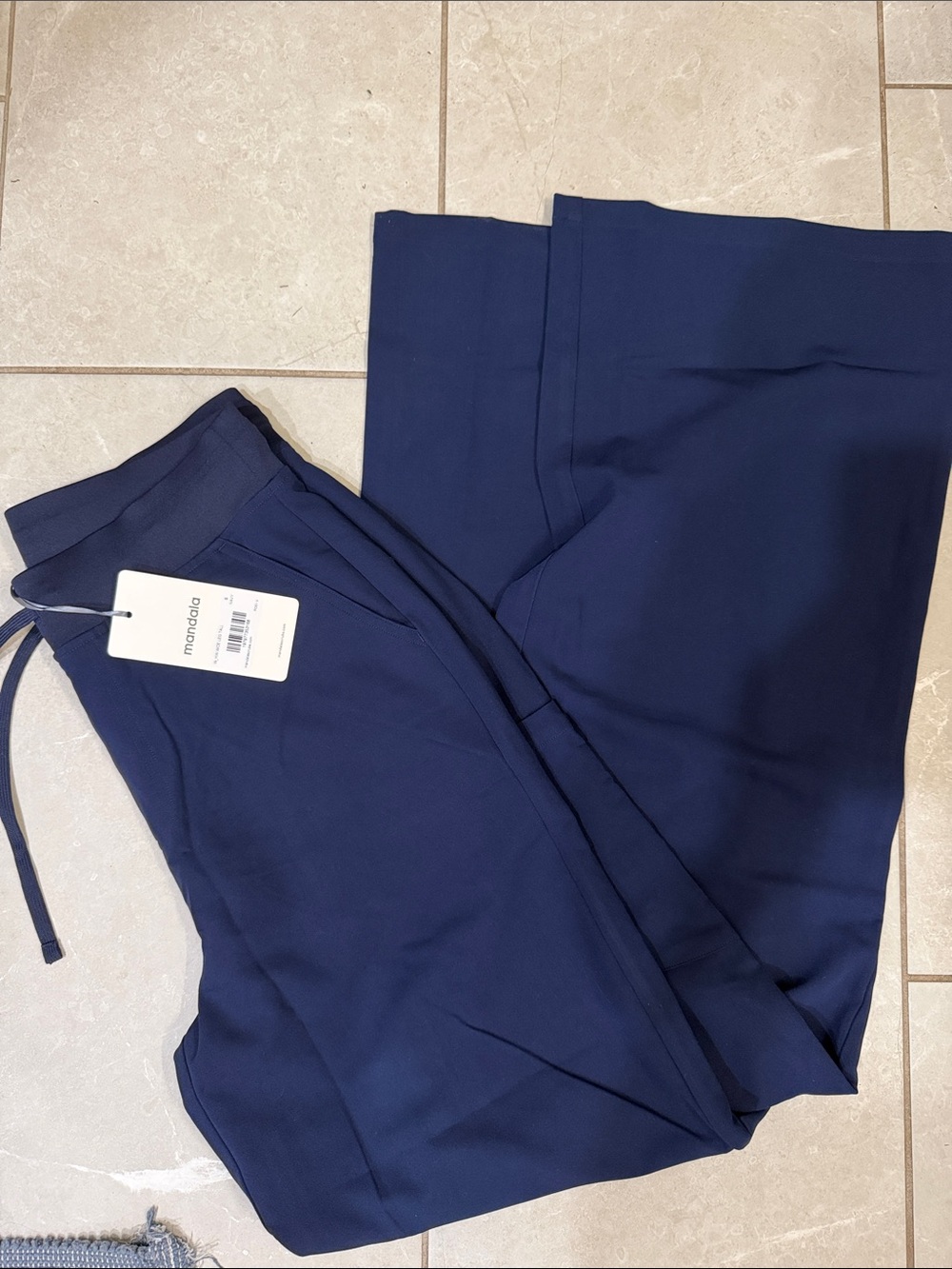 Mandala Navy Wide-Leg Scrub Pants